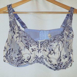 Soma 44DD Sensuous Lace Unlined Bra- blue, nude